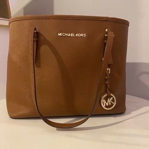 MICHAEL KORS TOTE BAG - BEIGE LEATHER -